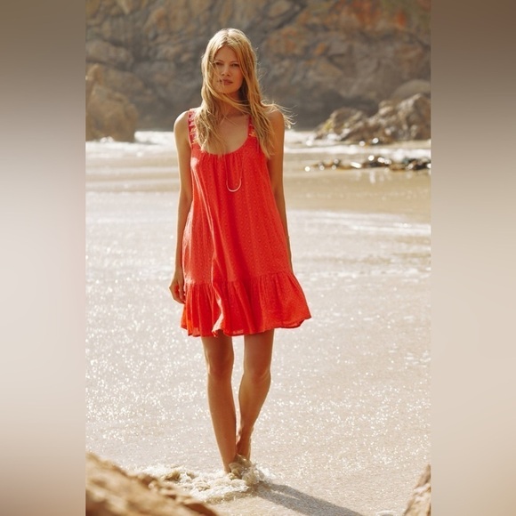ANTHROPOLOGIE Coral Embroidered Tunic Dress. Size XS - Picture 1 of 11